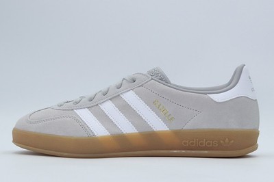 Adidas Gazelle Indoor Grey Cloud White Gold Metallic Mens Sports Sneaker JQ0176