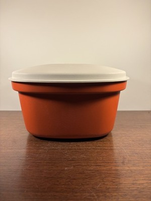 Vintage Orange Tupperware Quadratisch Mikrowelle Dampfgarer 3 Stück Set 888-8