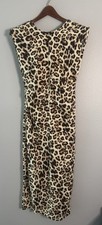 ZARA NWT WOMAN Linen ANIMAL PRINT MIDI DRESS LEOPARD CHEETAH