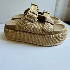 New Without Tags Pinokino Natural Raffia Platform Sandals, Women’s 7