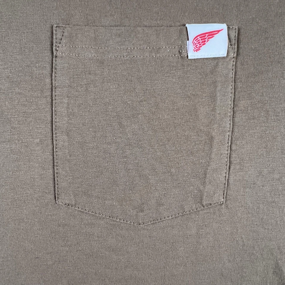 Red Wing 衬衫男式大号棕色口袋 T 恤 T 恤工作服 100% 棉圆领 — 第 2/4 张图片