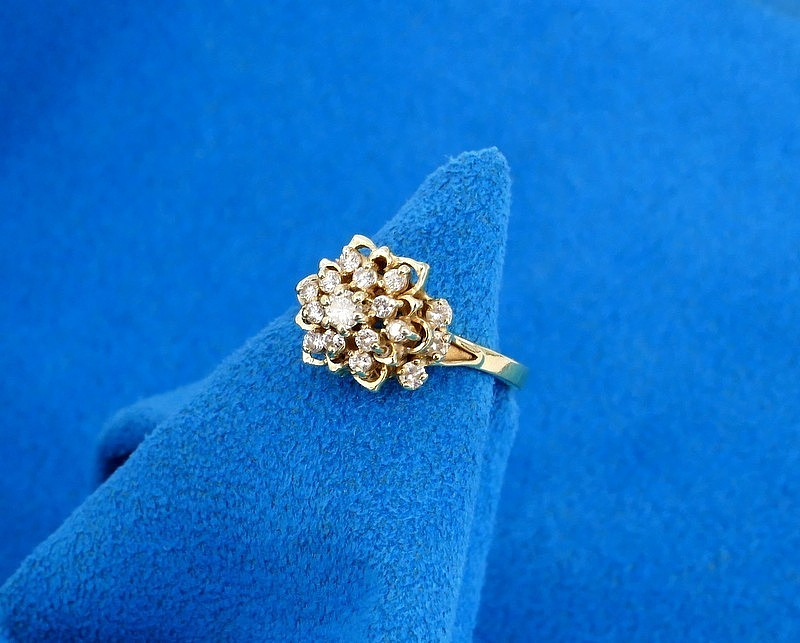 14K Gold & Lab-created Diamond Ring for Restoration ~ US Size 6.5