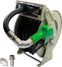 1"x50' Fuel Hose Reel  Fuel Nozzle  Fuel Hose Swivel,Spring Driven Retractable