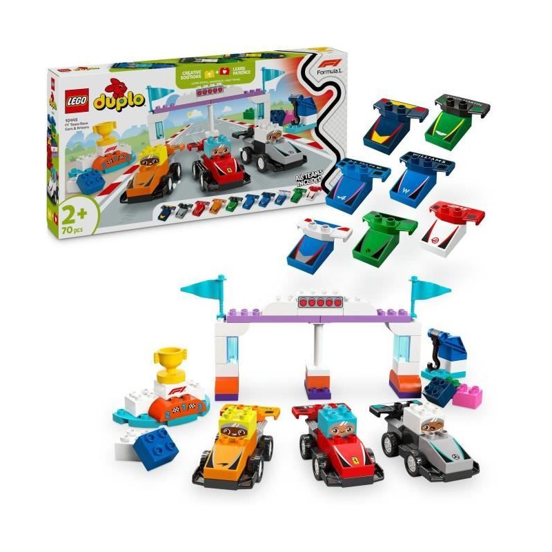 LEGO DUPLO 10445 Voitures de course F1 un jouet d'éveil sûr pour petites mains