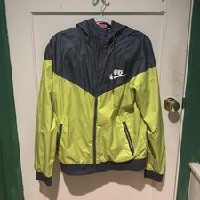 Nike Windbreaker Hooded Jacket Yellow Dark Gray M Full-Zip Lined