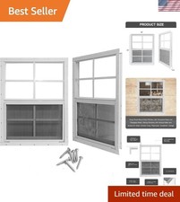 14" x 21" Shed Windows with Tempered Glass and Fiberglass Screen, 2 Pack Smal...