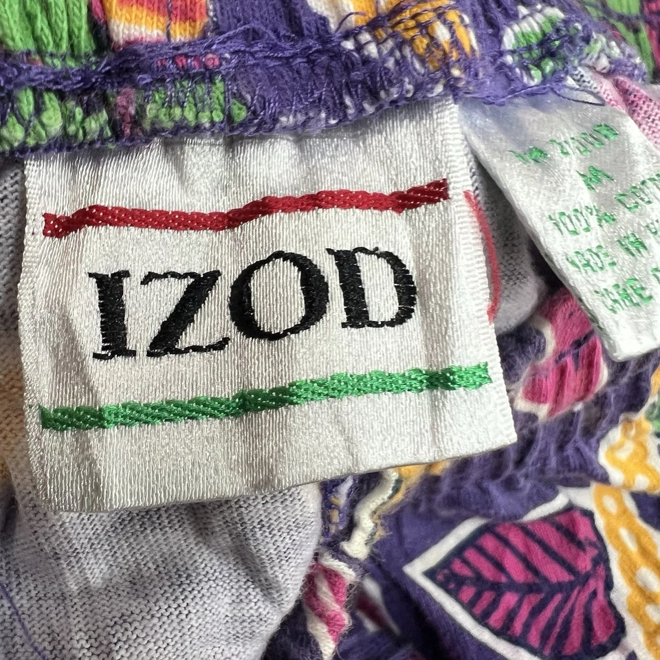 VTG IZOD Floral Bermuda Shorts Womens Size M 26X10 Wide Leg Elastic Waist - Image 4 of 4