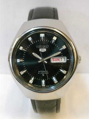 VINTAGE SEIKO 5 ''BABY HELMET CASE'' AUTOMATIC BLACK DIAL JAPAN 6319-8140 MEN'S