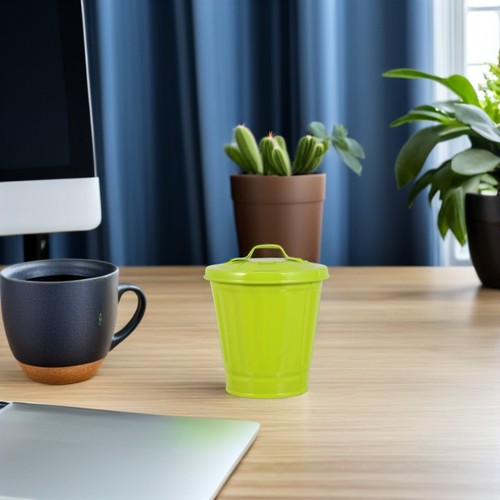  3 Stück Mini Mülleimer mit Deckel klein Arbeitsplatte Mülleimer Metall Bleistift Tasse klein - Bild 4 von 12