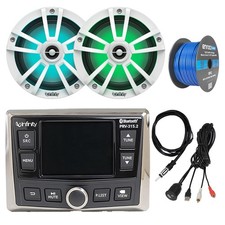 AM/FM Bluetooth Radio, 2x 6.5" White LED Speakers, USB, Antenna , 50 Ft Wire