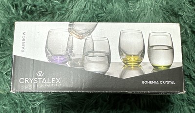 New Crystalex Bohemia Crystal Rainbow 2 Oz Shot Glasses Set Of 6 NIB Bar Art