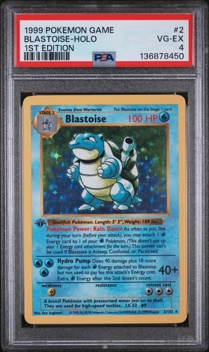 Pokemon 1999 1st Edition Shadowless Blastoise #2 PSA 4
