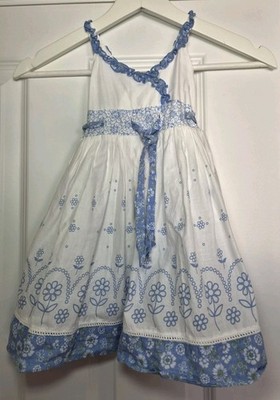 Kürbis Patch Baby Mädchen blau weiß Blumen Sommerkleid 24 Monate Urlaub Outfit