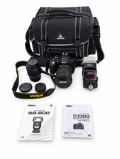 Nikon D3300 DSLR 24MP camera with Nikkor 12-24 & 18-55mm Lenses, Flash and Bag.