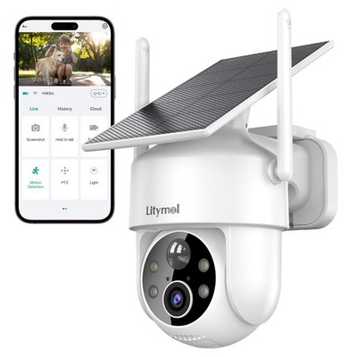 2K 360° View Security Cameras Wireless Outdoor, Solar Cameras for Home Securi...