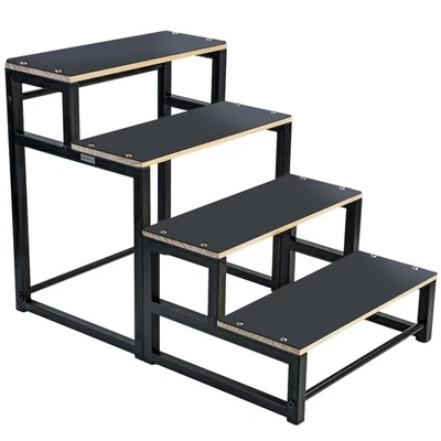 RAMROXX Hundetreppe Hundeleiter 4 Stufen mit Anti Rutsch Auflagen bis 43cm hoch