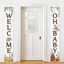 Outdoor Woodland Animal Porch Sign for Baby Shower Party Multicolor