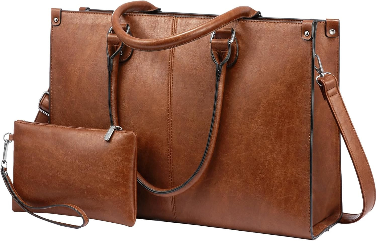 Laptop Tote Bag for Women, 15.6 Inch Large Capacity Vintage Leather Work Compute