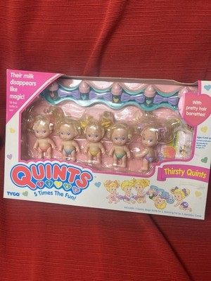 QUINTS Tyco Thirsty Quint Tiny Baby 5 Doll Bottle Set Vintage NEW SEALED IN BOX