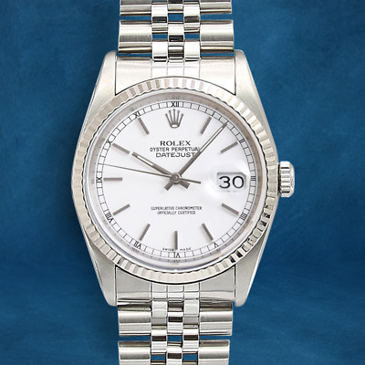 Rolex Datejust 36 Ref. 16234 - weißes römisches Zifferblatt - Jubiläumsarmband - Full Set