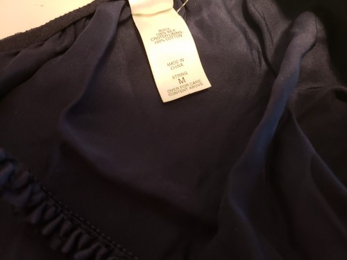 Victoria's Secret Silk Satin String Bikini Navy Blue Floral Beaded Medium - Picture 6 of 6