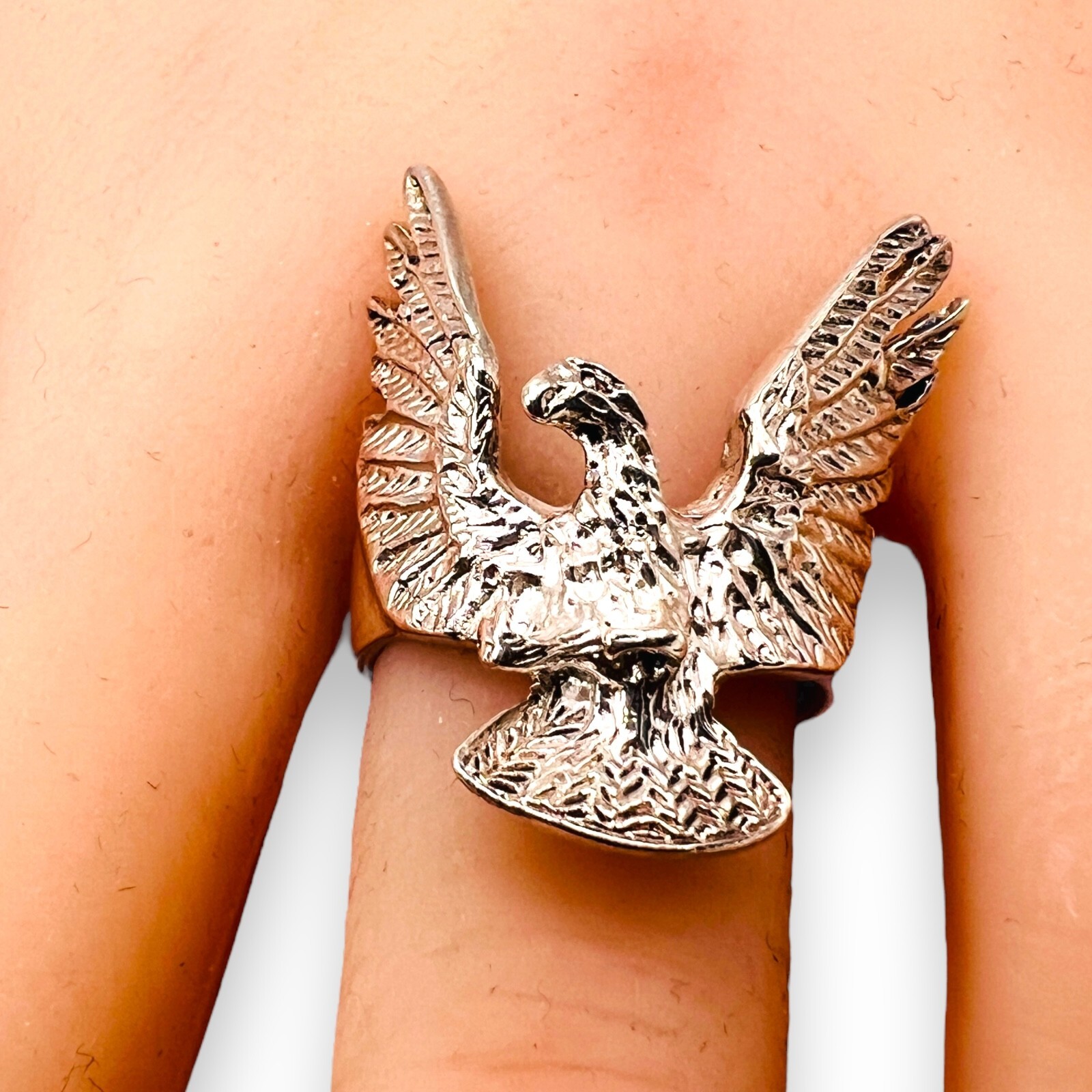 Vintage Eagle Shaped Ring Solid Sterling Silver 9… - image 10
