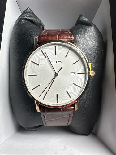 Bulova Men's Classic Brown Leather Strap Watch 98H51 - 第 1/8 張圖片