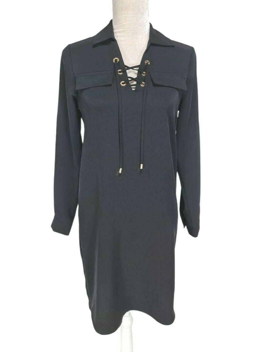 black long sleeve shift mini dress Black Tailored Long Sleeve Shift Dress