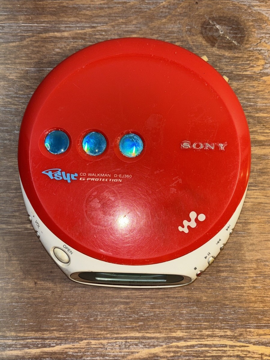 Sony D-EJ360 PSYC Portable CD Walkman Player Red & White FOR PARTS