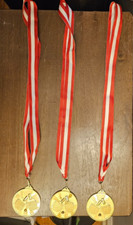 Lotto di 3 medaglie Pickleball - oro - premio medaglia Pickleball con nastro rosso e bianco