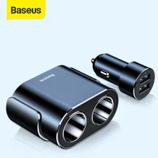 Baseus 100W Dual USB Car Charger Splitter Fast Charge Cigarette Lighter Expander