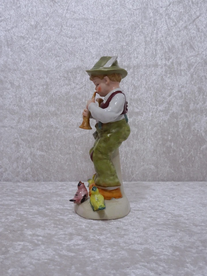 Aelteste Volkstedt Porcelain Design Figurine Boys Flute Birds - Vintage - 18cm - Image 3 of 4