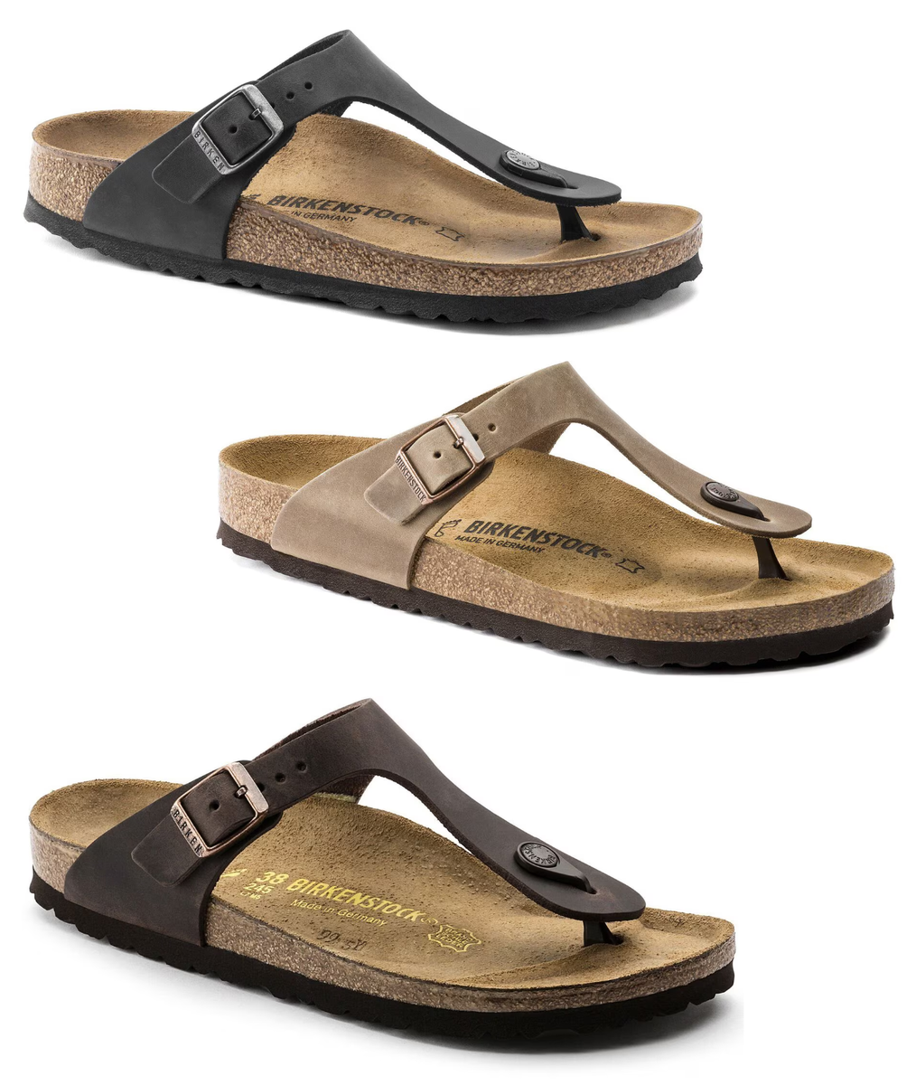 Birkenstock Men's Gizeh Natural Oiled Leather Sandals | eBay
