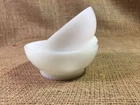 2 Vintage Fire King 5” White Milk Glass Cereal Bowls with Ribbed Foot/Base
