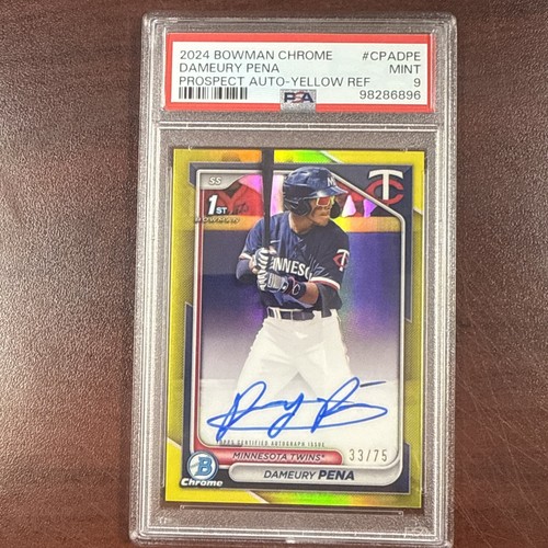 2024 Bowman Chrome Dameury Pena Prospects Yellow Refractor Auto /75 - #CPADPE