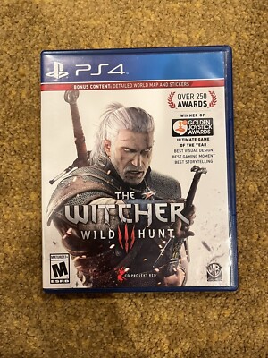 Witcher 3: Wild Hunt (PlayStation 4, 2015) Complete in box w/ Inserts & Stickers