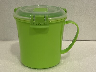 Sistema Soup Mug To Go Container w Leak Proof Locking Lid BPA Free Green 22 oz