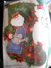 Bucilla Felt Applique Holiday Christmas Stocking Kit, IN THE GARDEN,89334,18"