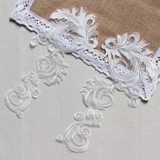 Sale Craft Motifs Embroidery DIY Lace Trim Dancing Dress Costume Applique 1 Pair
