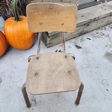 Vintage Childs Wood School Chair Steel Legs - 2 are available Toddler Small A