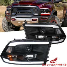 Set(2) LED DRL Black Headlight For 2009-2018 Dodge Ram 1500 2500 3500 Left Right
