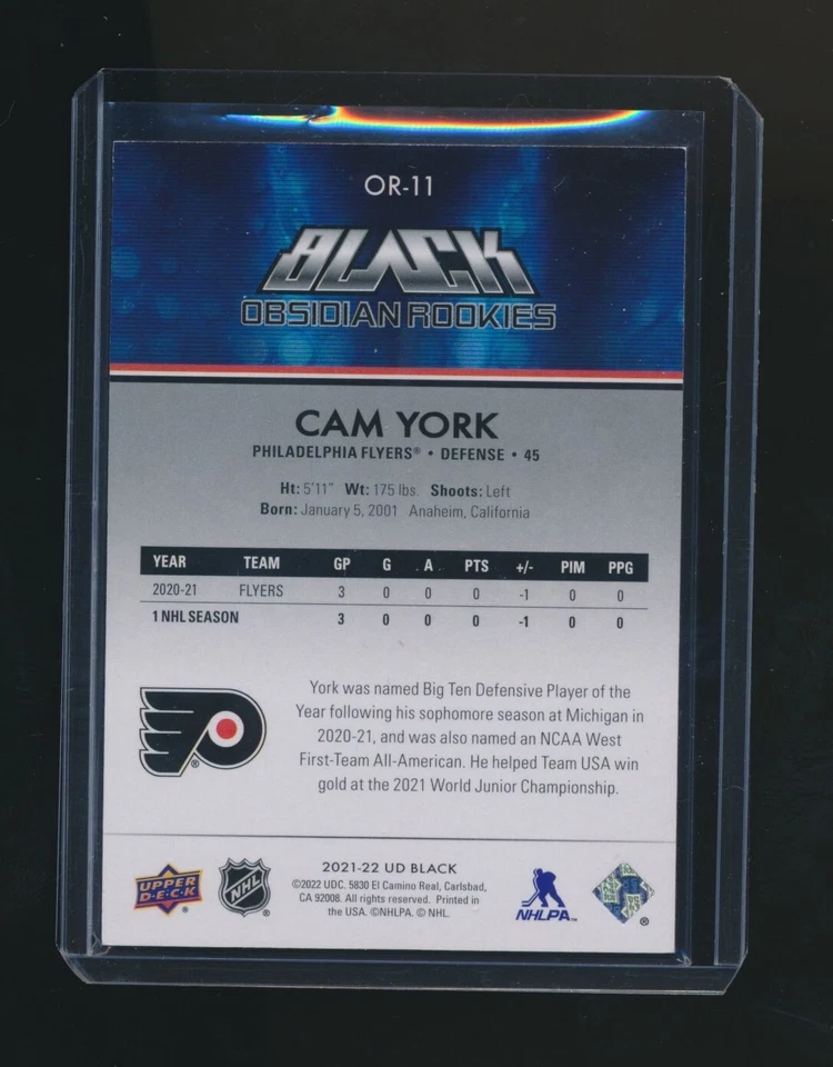 CAM YORK 2021-22 UPPER DECK BLACK OBSIDIAN ROOKIES RC 144/349 - Image 2 of 2