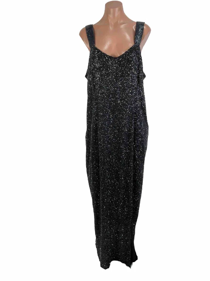 Cassandra Stone Cuentas 2 piezas Vestido Chaqueta Hasta el Suelo Seda Vestido Azul Marino MOB Noche Foto 3 de 4