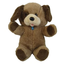 Fairview Puppy Dog Plush Stuffed Animal Brown Spot Eye Sitting Vintage 1988 14"