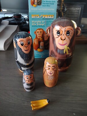 Russian Nesting Dolls Monkeying Around Wooden Collectible Toy NIB