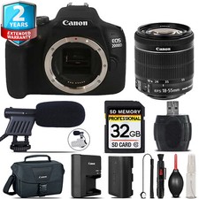 Canon EOS 2000D Rebel T7  18-55mm IS STM  Shoutgun Mic  UV  Case -32GB Kit