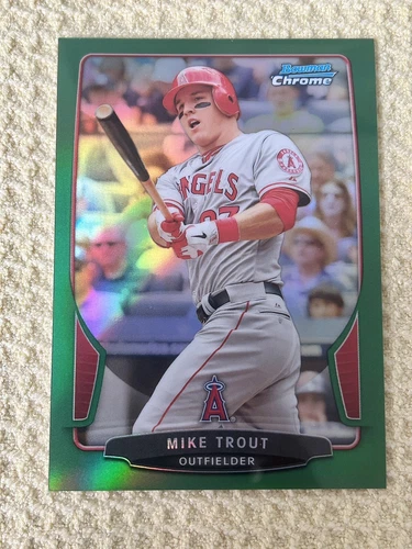 2013 BOWMAN CHROME #50 MIKE TROUT GREEN REFRACTOR ANGELS MVP