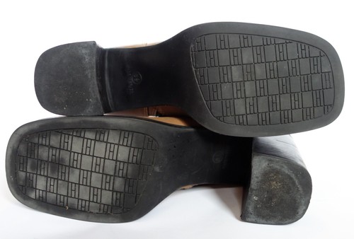Vintage 90s Y2K Tommy Hilfiger Tan Leather Square Toe Platform BOOTS womens 8.5 - Picture 14 of 14