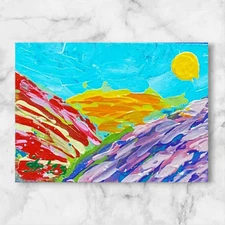 ACEO Tuscany Lavender fields 2 Original Painting Wildflowers Gift Art Handmade