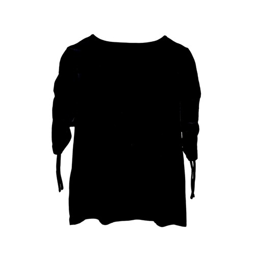 MOULINETTE SOEURS Black Velvet Ruched Short Sleeve Round Neck Blouse Top Size M - Picture 3 of 3
